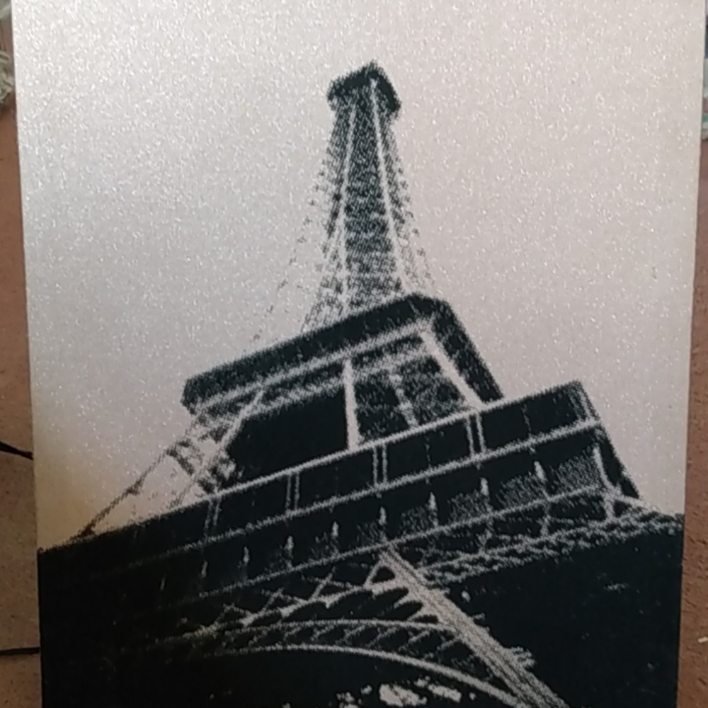 Handmade Eiffel Tower cloth painting with bling